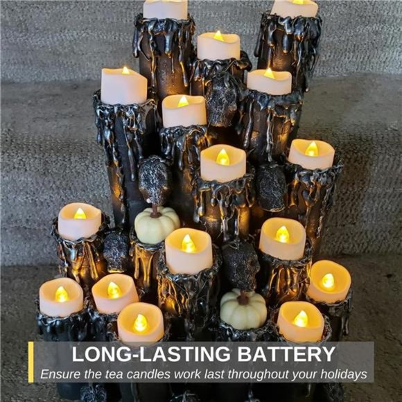 48-Pack Battery Tea Lights Flameless LED Tea Lights Soft Flickering Long Lasting - Picture 6 of 6